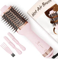 Big Size 1200W Dual Voltage Hot Air Brush Dryer, 120-240V 4 in 1 Ionic Blowout Hair Dryer Brush & Styler Volumizer with 75MM Oval Titanium Barrel for Long & Thick Hair