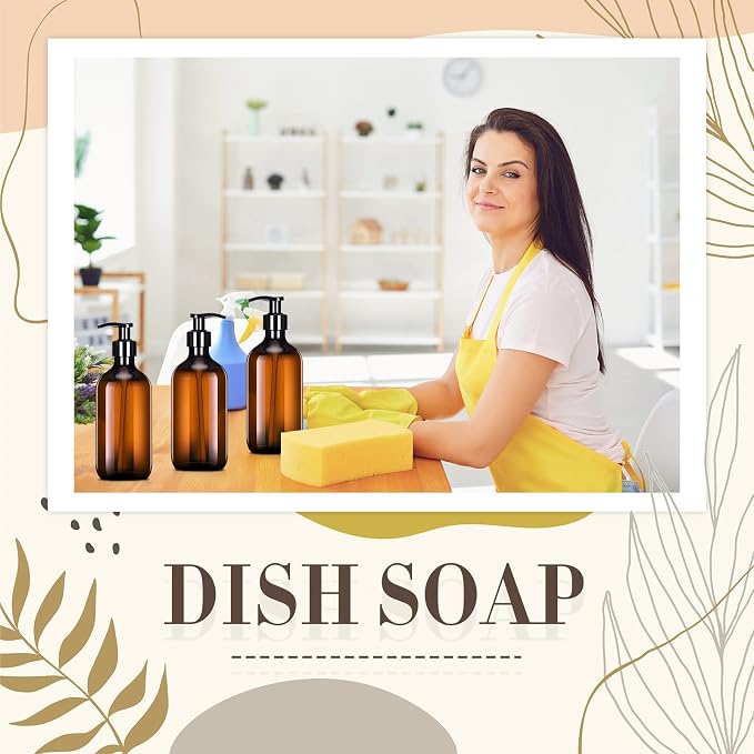 Tessco for you 24 Pcs Amber Soap Dispenser 17 oz Empty Plastic Pump Bottles Refillable Shampoo Container for Hand Sanitizer Soap Lotion Body Wash Conditioner Bathroom Travel