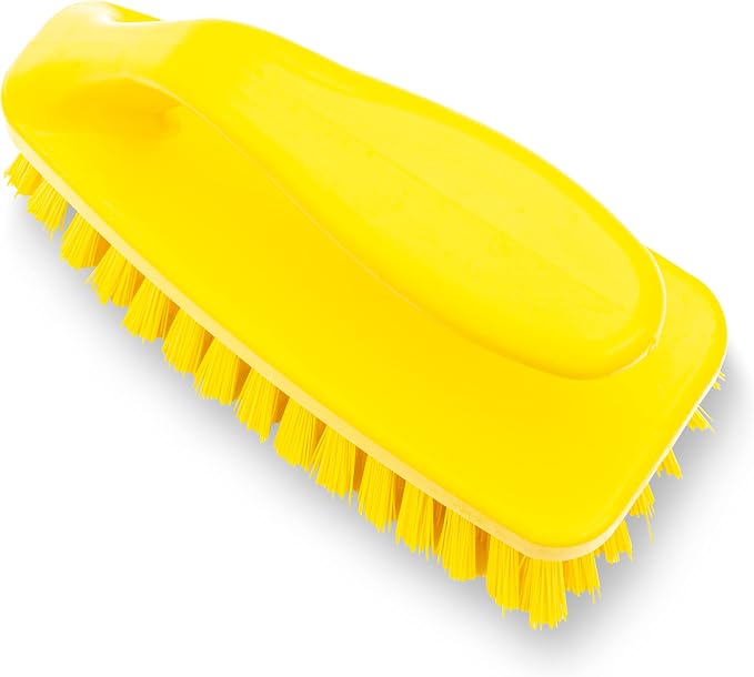 SPARTA Scrub Brush with Iron Shaped Handle and Stiff Bristles, Heavy Duty Scrubber Brush for Kitchen, Bathroom, Shower, Tile, Sink, Carpet and Bakepans, Polypropylene, 6 Inches, Yellow, (Pack of 6)