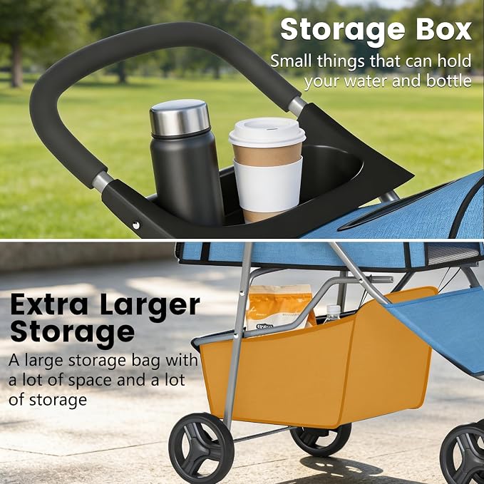 BestPet | 3-Wheel Pet Stroller | Dog and Cat Stroller | Breathable Mesh | Lightweight Travel Carrier | Waterproof & Foldable Design | Storage Basket | Blue | for Daily Walks & Outdoor Use