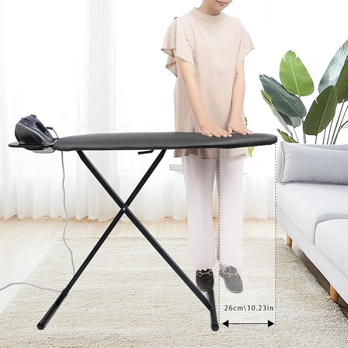 Duwee 12"x36" Ironing Board with Heat Resistant Cover and Thicken Felt Pad | Folding Adjustable Height Compact Ironing Board,Light Weight,Easy to Storage,Black