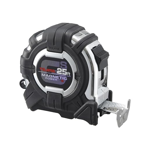 TAJIMA Tape Measure - 25ft x 1in GS-Lock Measuring Tape with Dual Magnetic Power & Compatible Clip - GS-SC25BW