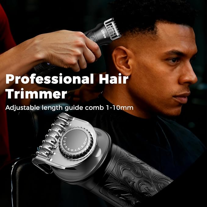 Ufree Foil Shaver and Beard Hair Trimmer Set, Men Electric Razor，Mens Gifts | T-Blade Line with 1-10mm Comb, Zero-Gap, Type-C, LED Display, Versatile for Mustache, Stubble, Nose and Crisp Edges