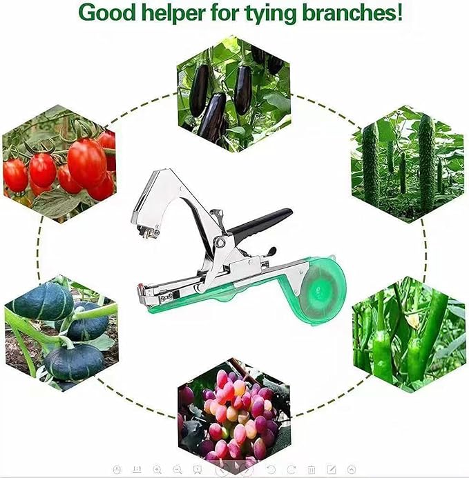 Plant Tying Machine Plant Tying Machine with Green Tape Plant Tape Gun Plant Tying Machine Tool Plant Strapping Machine Garden Agricultural Tools for Grape Tomato Cucumber Vine
