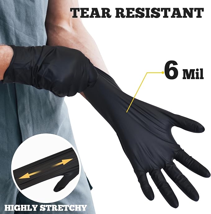 TitanFlex Disposable Nitrile Exam Gloves - 6-mil, Black, Large 1000-ct Box, Heavy Duty, Latex Free, Food Safe for Cooking & Food Prep