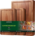 Wood Cutting Boards for Kitchen, Acacia Wooden Cutting Board Set, Charcuterie Board, Large Solid Chopping Board for Meat, Cheese, Fruit, Vegetables (set of 3)