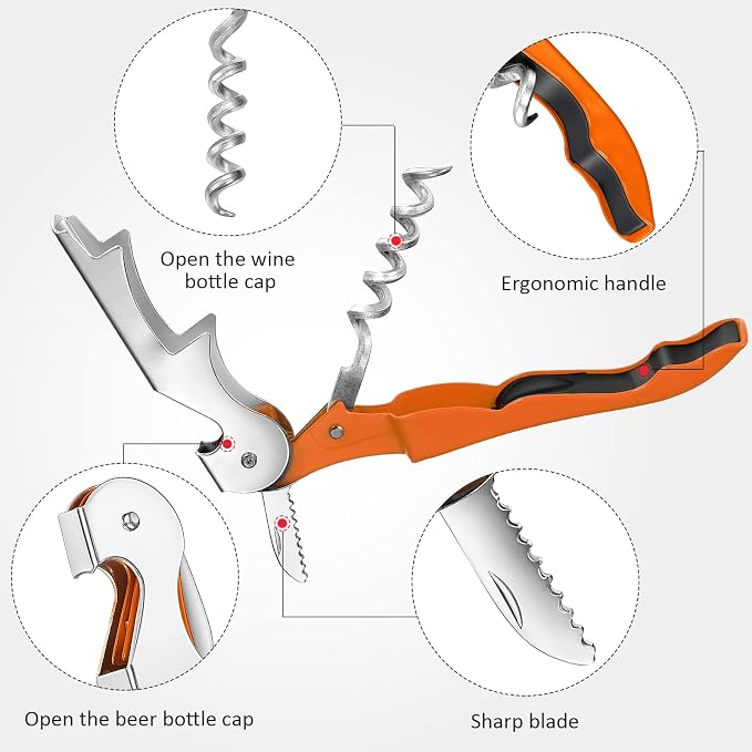Honoson 40 Pieces Wine Opener Bulk Corkscrew Bottle Wine Key Opener Waiter Metal Heavy Beer Corkscrew Serrated Foil Cutter Key for Servers Home Restaurants Bars Waiter Bartenders (Bright Colors)