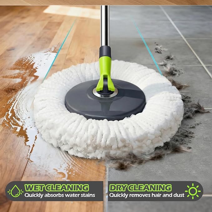 Spin Mop Bucket System,Masthome Pedal Spin Mop and Bucket with Wringer Set,EasyWring Microfiber Mop with 3 Mop Pads,360°Spinning Floor Cleaning System - Home & Office Suitable