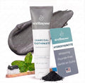 Hydroxyapatite Toothpaste, Charcoal, Whitening, Fluoride Free, Mint, 4 Oz | Wellnesse Activated Charcoal and Xylitol Formula, Adults, SLS Free, Remineralizing Enamel Care for Sensitive Teeth, Oral Care