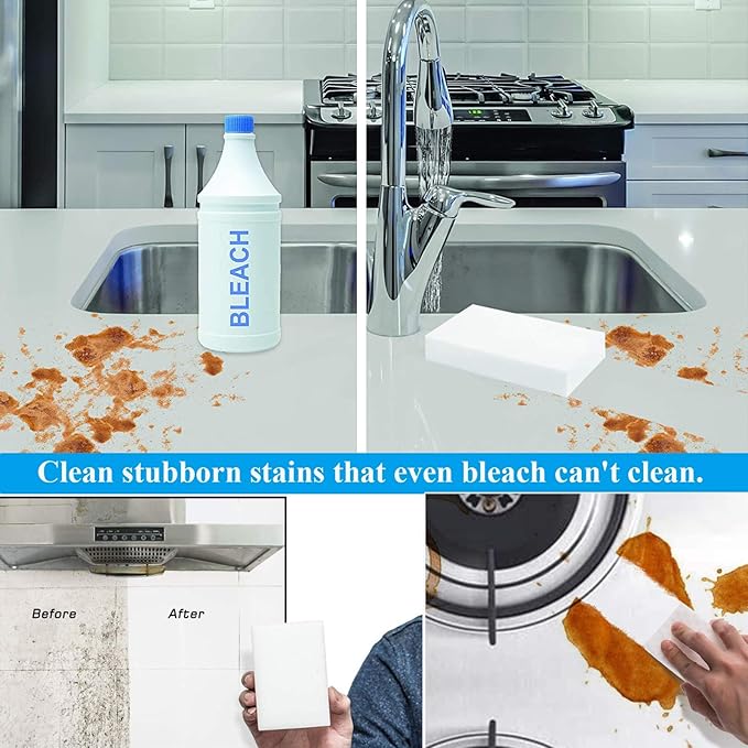 Magic Cleaning Sponges Eraser Sheets，White Melamine Sponge Wipes for Furniture, Kitchenware, Shoe
