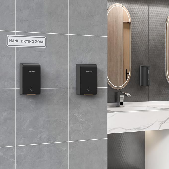 JETWELL ADA Compliant Hand Dryer, ABS Plastic Cover Hard Wired Design, AC 110V-130V JW2825 (Black)