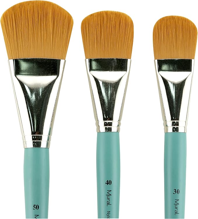 Creative Mark Art Supplies Large Mural Synthetic Golden Taklon Paint Brush - Filbert #40 - Artist Supplies for Acrylics, Watercolors, and Oils - Durable, Resilient, Seamless Ferrules