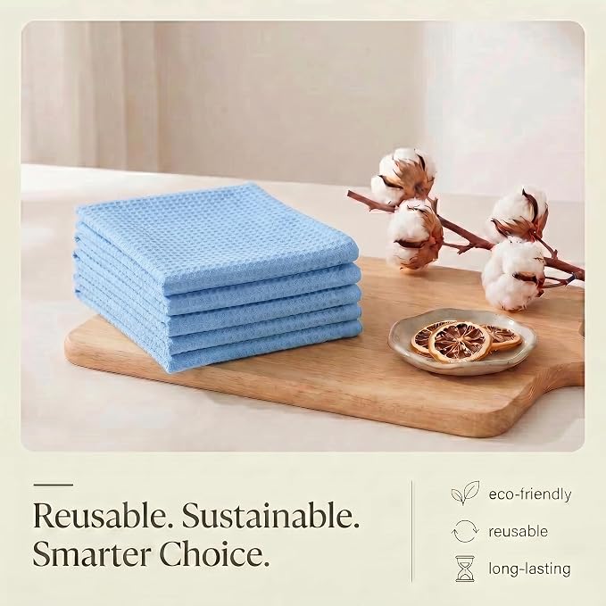 Urban Villa Kitchen Towels Cotton Dish Towels 20”x30” (Set of 6) Sky Blue