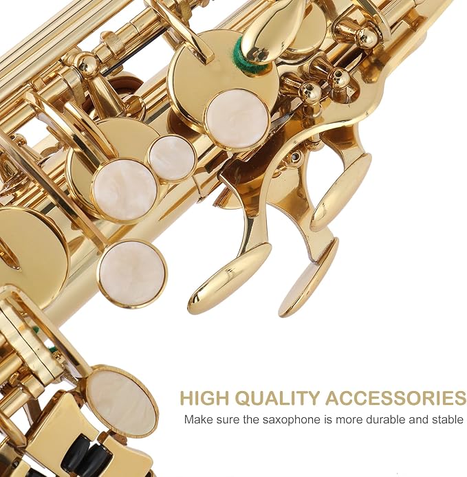 E Flat Alto Saxophone, Brass Sax with Carry Case, Golden | Saxophones Include Mouthpiece, Cleaning Brush, Cloth, Strap Accessories, For Beginner Student and Professional