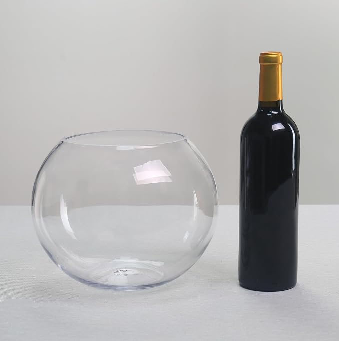 CYS EXCEL Glass Bubble Bowl (H-7.5" W-10, Approx. 1.6 Gal.) Multiple Size Choices Fish Bowl Vase Glass Round Bowl Terrarium Globe Flower Vase Centerpiece