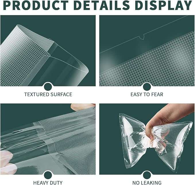 Vacuum Sealer Bags for Food - 200 Pack Precut (8"x12"+6"x10") Vacuum Seal Bags | Commercial Grade BPA-Free | 6X Longer Freshness | Fits All Clamp Machines | For Food Storage, Meal Prep & Sous Vide