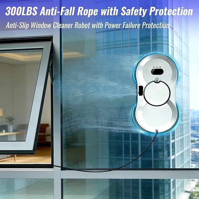 Iopsk Window Cleaning Robot, Automatic Window Cleaner with Water Spray, 5600Pa Suction, 3.0 Path Planning, Remote Control, for Indoor Outdoor Windows Glass Tiles Door