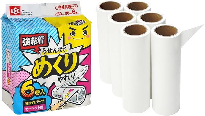 LEC Gekikoshi-kun, Helix, Easy to Apply, Adhesive Tape (90 Rounds x 6 Rolls), Universal Size, Strong Adhesive