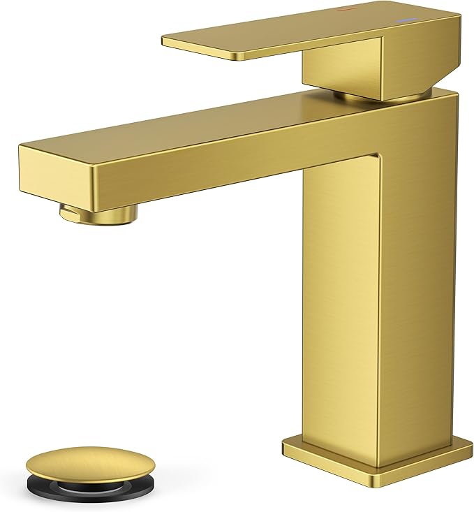 FORIOUS Brushed Gold Bathroom Faucets 1 or 3 Holes, Single Handle Bathroom Sink Faucet with Pop-up Drain for Vanity RV Lavatory Restroom Sink