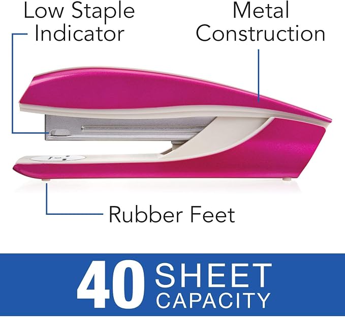 Swingline Stapler, NeXXt Series Wow, Desktop Stapler, 40 Sheet Capacity, Pink (55047023)
