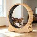 Homegroove Cat Exercise Wheel for Indoor Cats, 46" Large XL Cat Running Treadmill Wheel with Carpeted Runway for Kitty’s Longer Life, Natural Wood Color(XL)