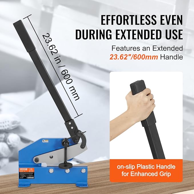 VEVOR Hand Plate Shear 8", Manual Metal Cutter Cutting Thickness1/4 Inch Thick Max, Metal Steel Frame Snip Machine Benchtop 7/16 Inch Rod, for Shear Carbon Steel Plates and Bars , Blue