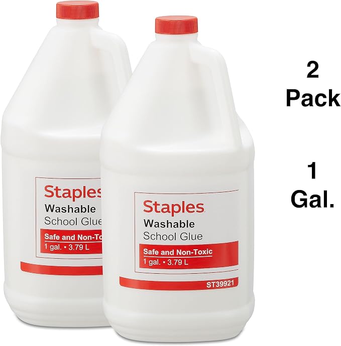 Staples Washable Liquid School Glue, 128 oz., White, 2/Pack