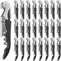 25 Pack Black Wine Opener Bulk Waiter Corkscrew Wine Opener Upgraded Heavy Duty Wine Keys Double Hinged Wine Key for Serves Bartenders Party Favor (25 Pack)