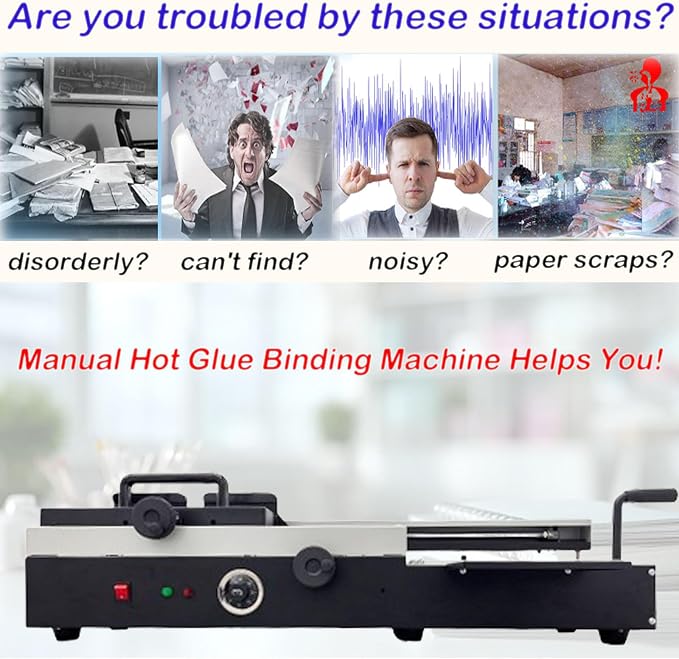 INTBUYING Hot Glue Book A4 Binder Machine Hot Melt Glue Binding Machine 200 Books Per Hour Max Binding Thickness 1.57in 110V 1200W