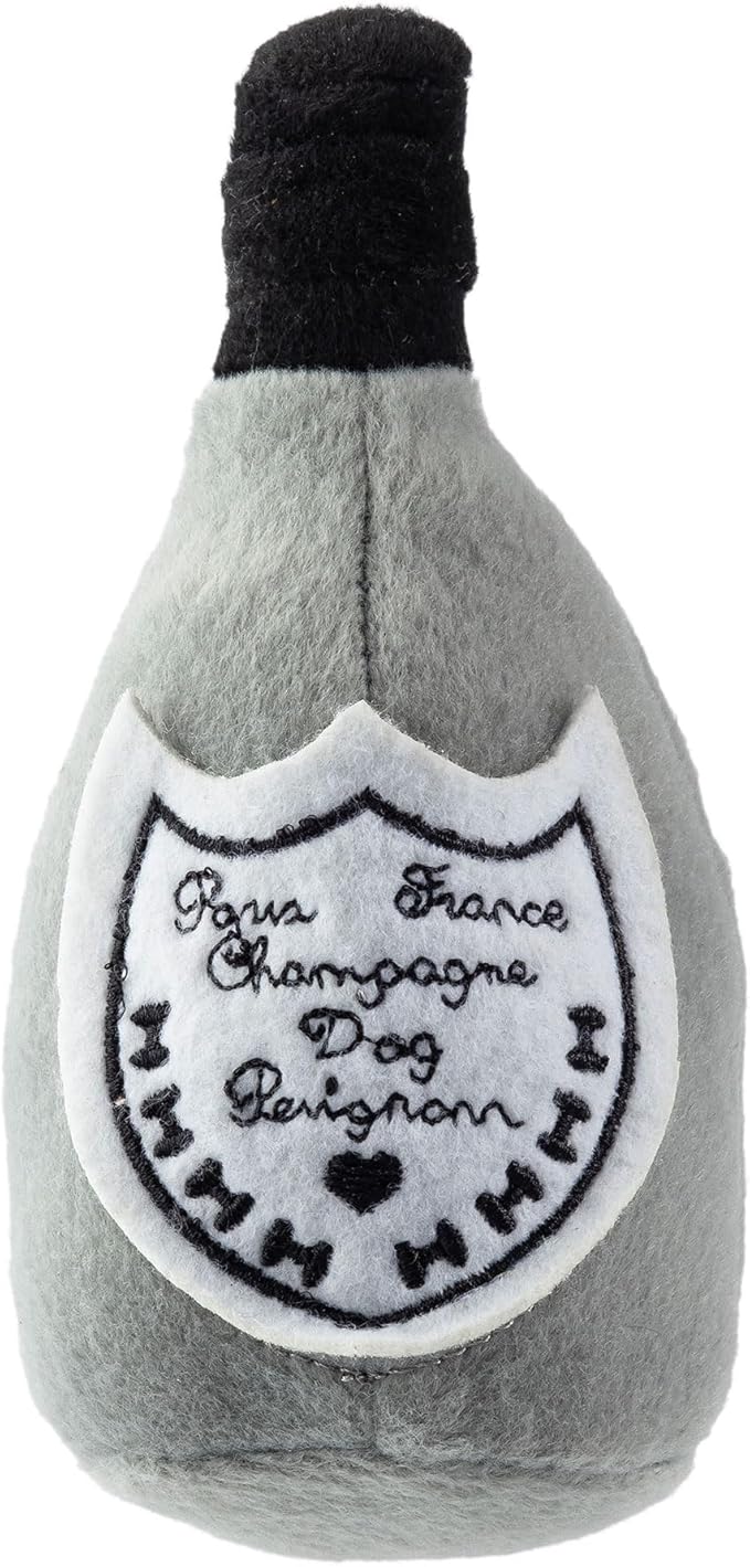 Haute Diggity Dog Champagne Dog Perignonn, Plush Designer Dog Toys with Interactive Squeaker, Stimulating Pet Enrichment, Machine-Washable & Safe Materials for All Breeds, Size Small