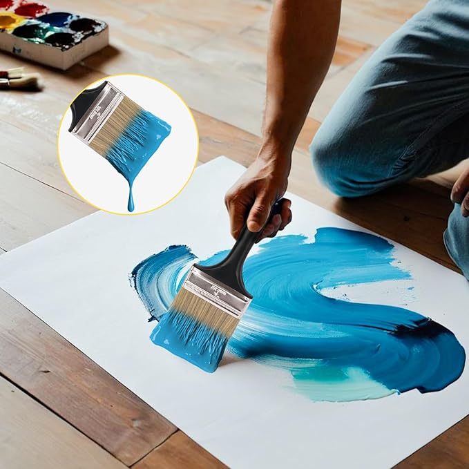 14 Pack 4 Inch Paint Brushes - A Professional Range of Wall Paint Brushes, Deck Paint Brush, and Chip Brushes - Perfect DIY Painting Tools for Your Home or Business KUKLIPJIM