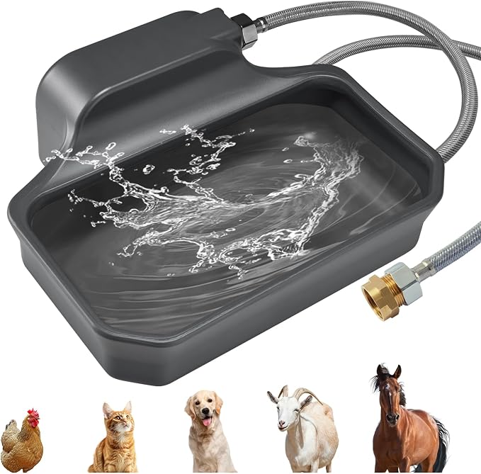 PETTEN Auto Fill Dog Water Bowl, Outdoor 1Gal/3.75L Automatic Dispenser | Auto-refill float valve,no electricity.3.75L for dogs/cats&livestock.3/4"GHT hose connection.Food-grade HDPE,durable