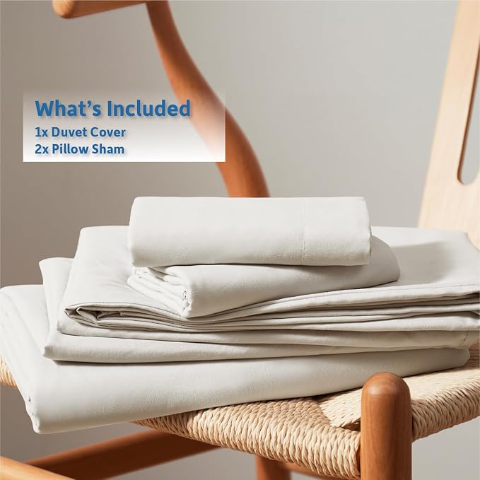 Nestl Off White Duvet Cover Full Size - Soft Double Brushed Full Size Duvet Cover Set, 3 Piece, with Button Closure, 1 Duvet Cover 80x90 inches and 2 Pillow Shams