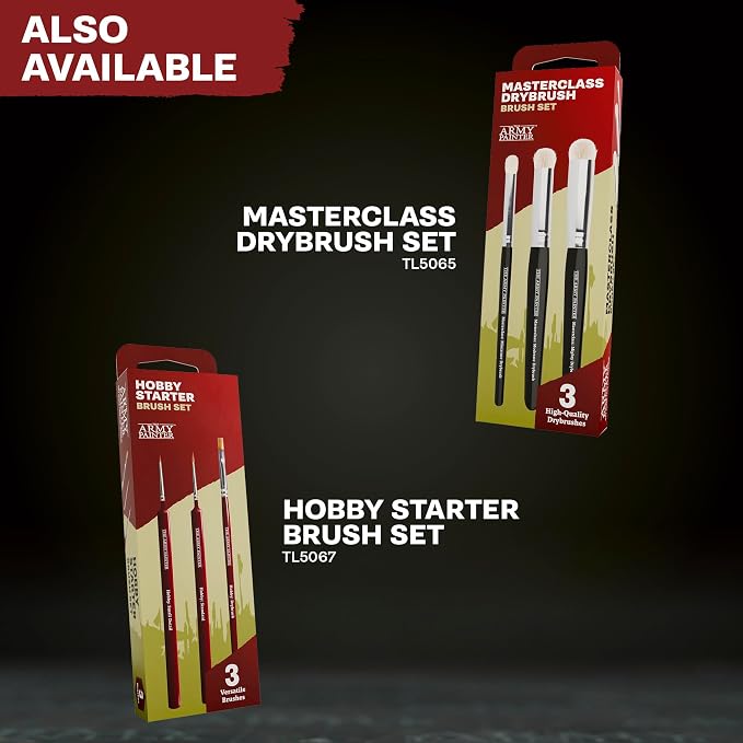 The Army Painter Mega Brush Set, Black, Synthetic, 10 Wargamers Miniature Paint Brushes - 3 for Layering, 2 for Drybrushing, 3 for Detailing & 2 for Large Models