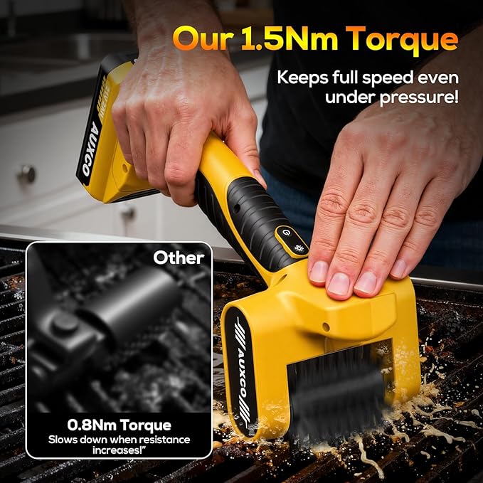Grill Brush – Electric Grill Brush for Outdoor with 700 RPM Stainless Roller, Grill Cleaner Bristle Free, 90-Min Runtime，LED Light, 21V Rechargeable Grill Cleaning Tool for Gas & Charcoal Grills