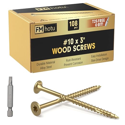 #10 x 3” Deck Screws, 108Pcs Star Drive Wood Screws | Rust Resistant Timber Screws for Timber/Log/Landscaping Wood, T25 Star Bit Included, Gold