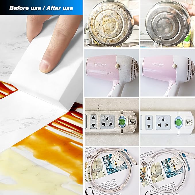 Melamine Sponge, 50Pcs+100Pcs+10Pcs,160pcs in total, Magic Sponge Eraser, Durable Cleaning Foam, Premium Scrubber Pads, for Sinks, Kitchen, Bathroom, Wall, Glass, Shoes, Multi-Purpose Powerful Sponge.