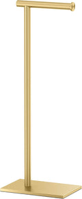 Gatco 1431B Freestanding Toilet Paper Holder Stand, Modern Bathroom Toilet Tissue Holder with Weighted Rectangle Base, Brushed Brass Finish, 22.25 Inch