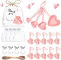 50 Set Heart Measuring Spoons: Wedding Bridal Shower Bulk Favors | Plastic heart measuring spoons with bags and cards. Practical souvenirs for wedding guests and bridal shower favors