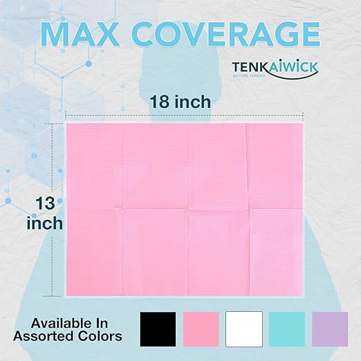 550 Pack Disposable Dental Bibs 13"x18", 3-Ply Waterproof Tattoo Bibs Sheet for Nail Salon, Dental Clinic, Feeding, Tattoo Shop (Pink)