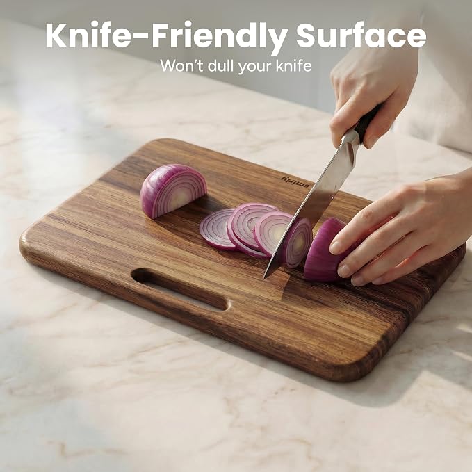 SMIRLY Cutting Boards for Kitchen - 3 Piece Acacia Cutting Board with Stand | Double-Sided Wood Cutting Board, Wooden Cutting Boards Non Toxic for Meat Vegetable Fruit, Food-Grade