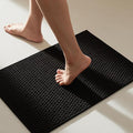 TYUU Black Bathroom Rugs Non Slip Washable, Super Absorbent Thin Bath Mat Small Quick Dry Low Pile Bathroom Rug, Black 16''x24''