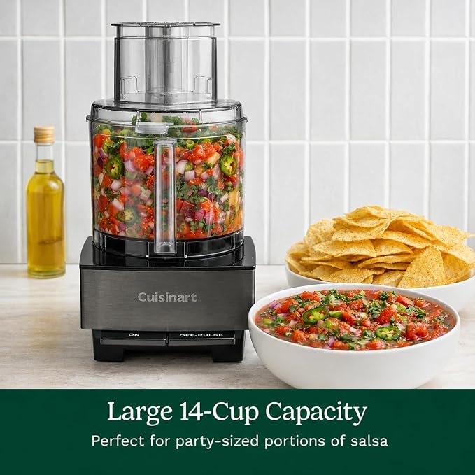 Cuisinart Food Processor 14-Cup Vegetable Chopper for Mincing, Dicing, Shredding, Puree & Kneading Dough, Black Stainless, DFP-14BKSY