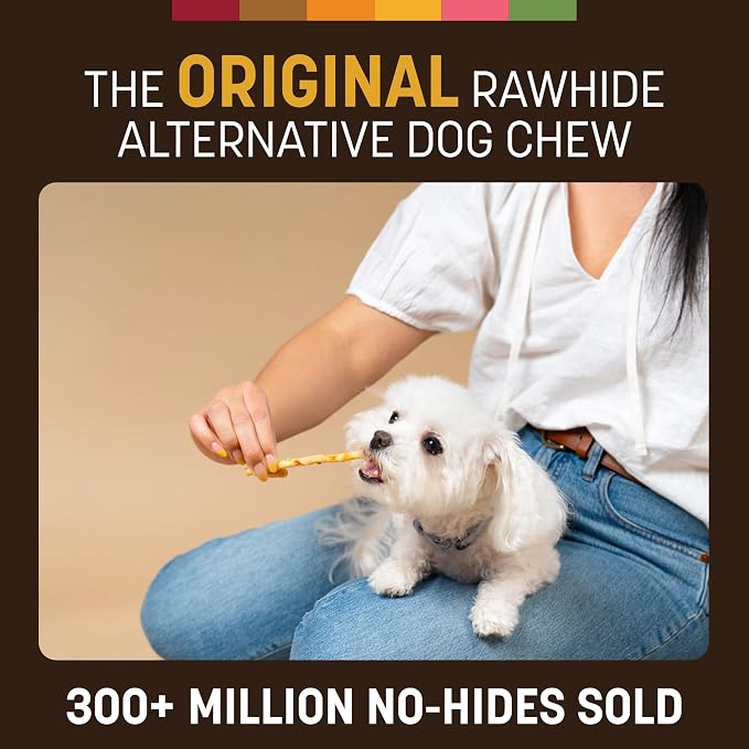 Earth Animal No Hide Stix - Long Lasting Rawhide Free Small Dog Chews Sticks, Peanut Butter - 20 Count Value Pack
