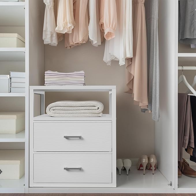 BOLUO White Closet Drawers with Open Shelf for Closet Organizers and Storage Bedroom Dorm Modern Large