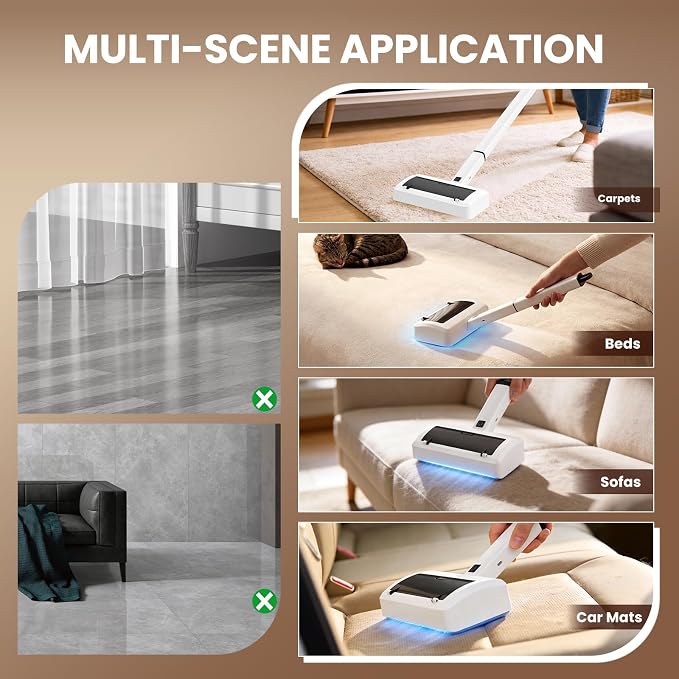 Carpet Rake Electric Rechargeable for Pet Hair Removal 10X Efficient and Quiet Cat Dog Hair Remover for Carpet, Rugs, Mats