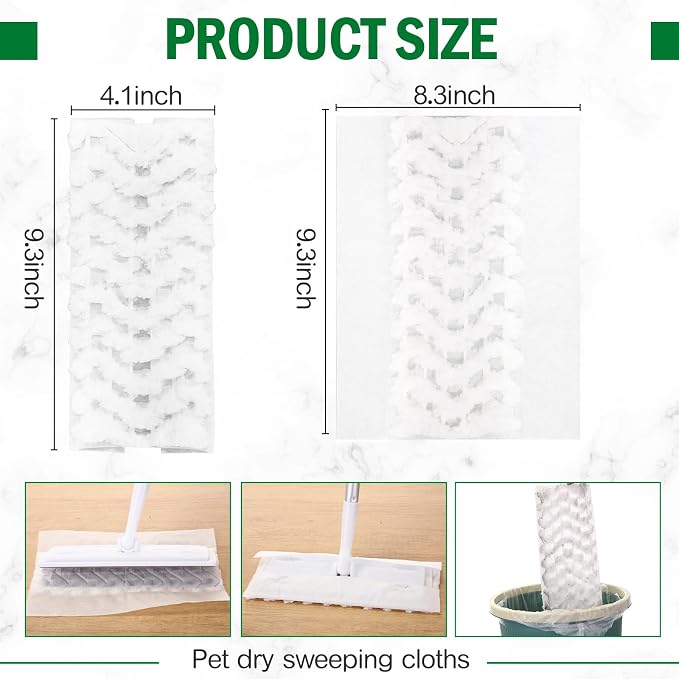 Gejoy 300 Count Heavy Duty Dry Sweeping Cloths Compatible with Swiffer Sweeper Mop, Microfiber Duster Mop Pads Refills for Cleaning Hardwood Floor Dust and Pet Hair, Disposable and Unscented Refills