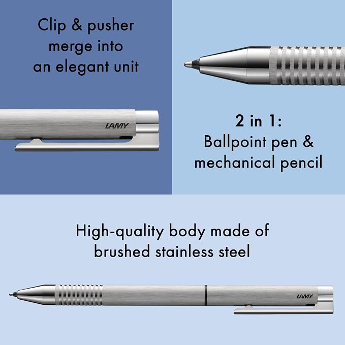 LAMY L606 Ballpoint Pen, Twin Pen, Logo, Hairline Matt, Stainless Steel, Genuine Imported Product
