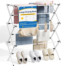 APEXCHASER Large Clothes Drying Rack Foldable, Drying Rack Clothing, Extendable Laundry Drying Rack, Space-Saving, Suitable for Indoor/Outdoor Use, 45.28" × 14.57" × 35.51", White