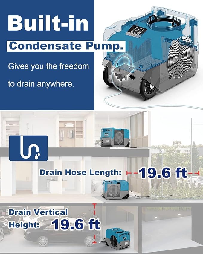 ALORAIR 264 PPD LGR Commercial Dehumidifier with Pump, Up to 3,000 Sq.Ft Industrial Dehu with Drain Hose Potable Wheels Design for Whole House, Basement, Warehouse, Garage, 6-Year-Limited Warranty